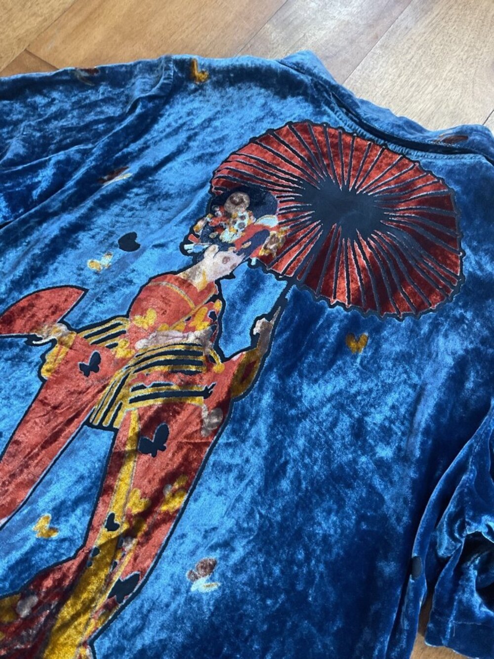 Citron Vintage Santa Monica Collection Geisha Shirt Rare Velvet Women’s S Artsy - Picture 9 of 11